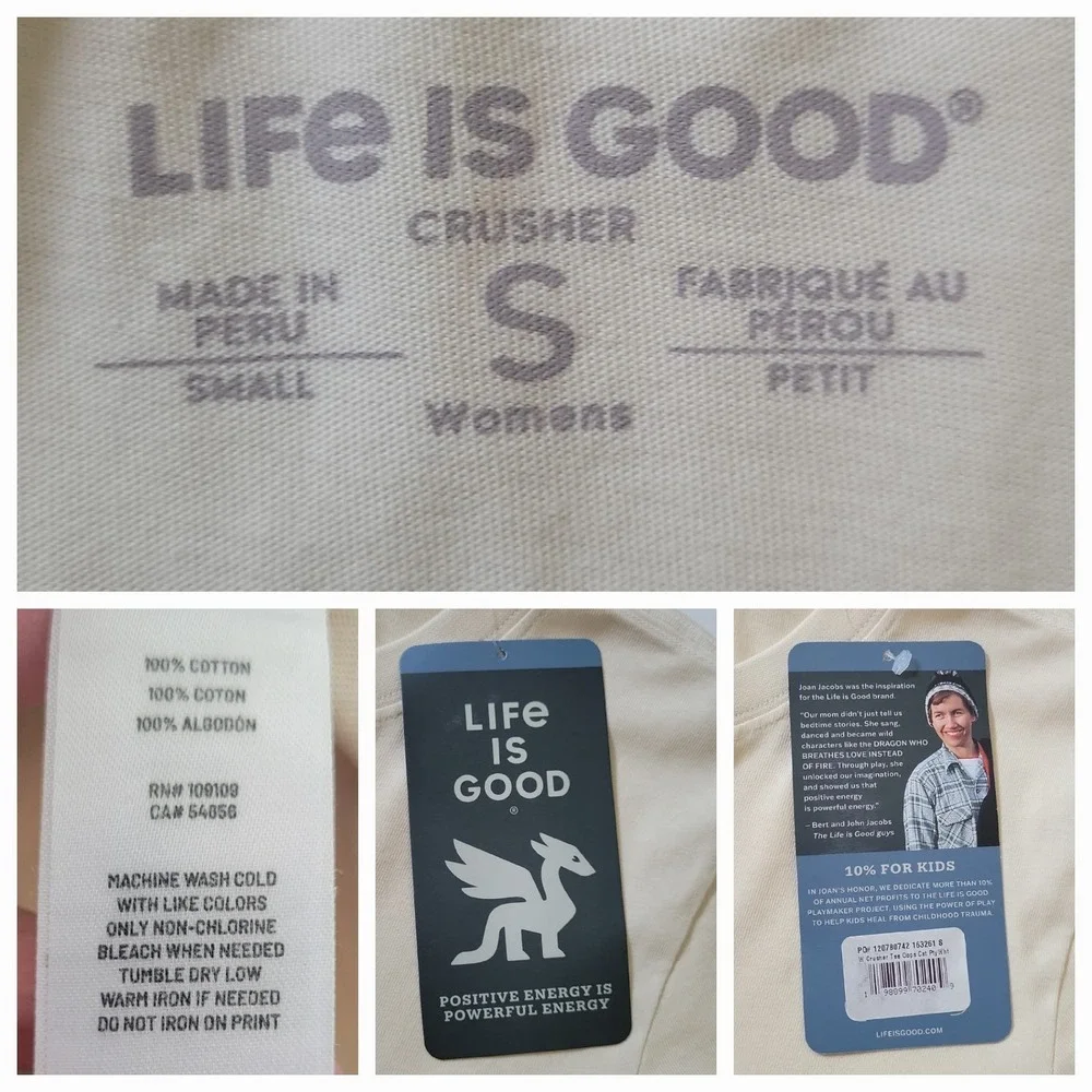 Life Is Good Oops Cat Graphic Crusher Tee Small Short Sleeve Crewneck Girlcore - Picture 8 of 9